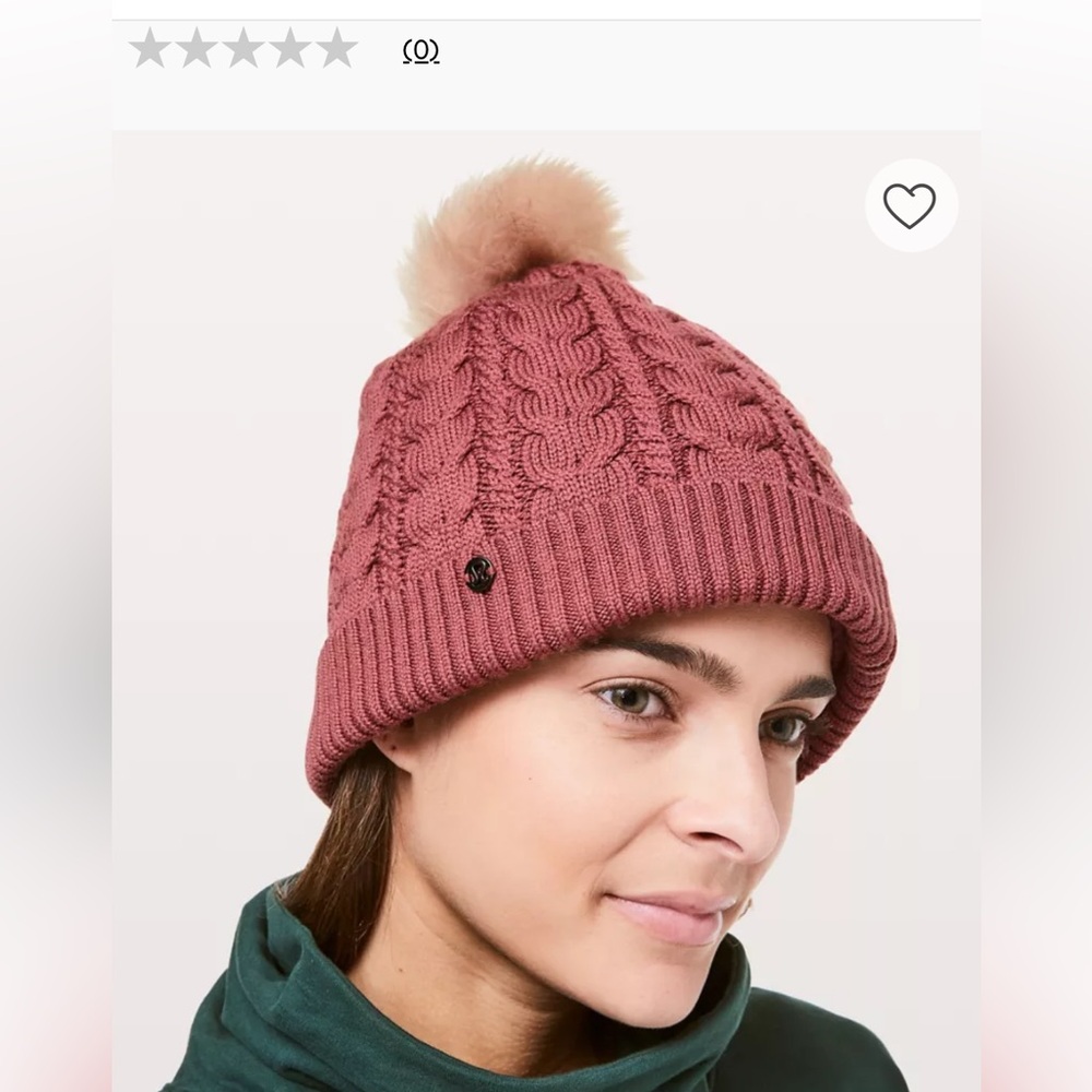 Lululemon Show Me The Sherpa Pink Merino Wool Cable Knit Beanie Hat